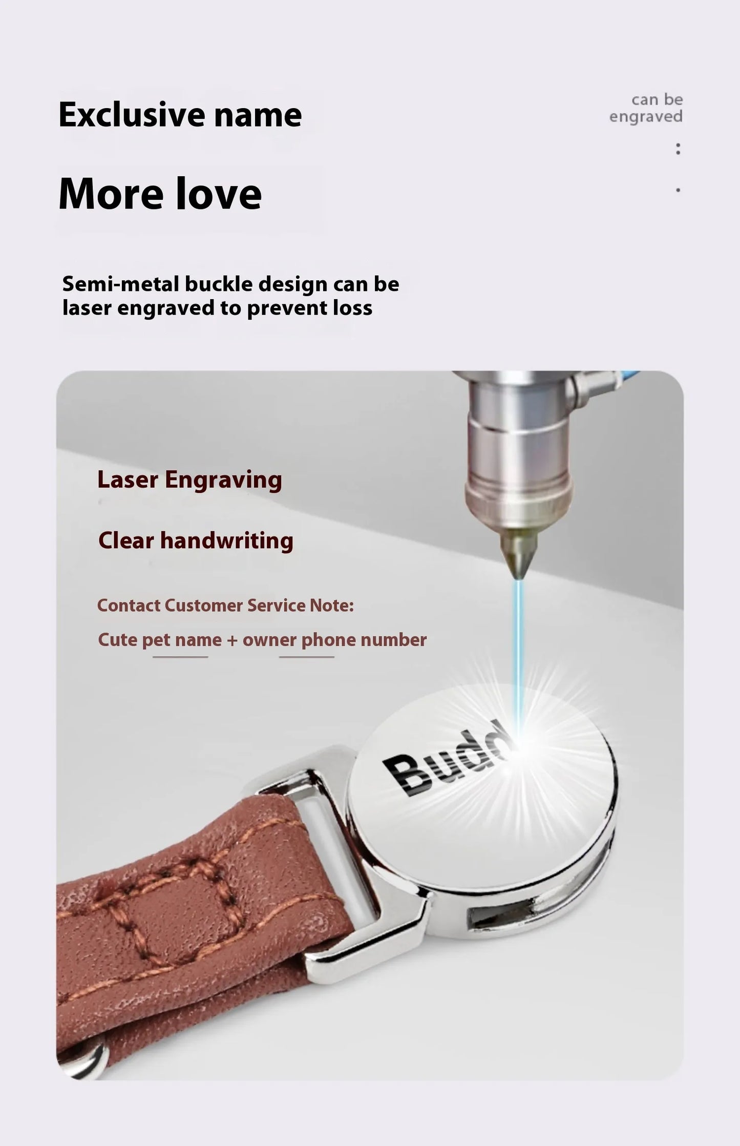 Adjustable Engraved Leather Pet Collar for Cats