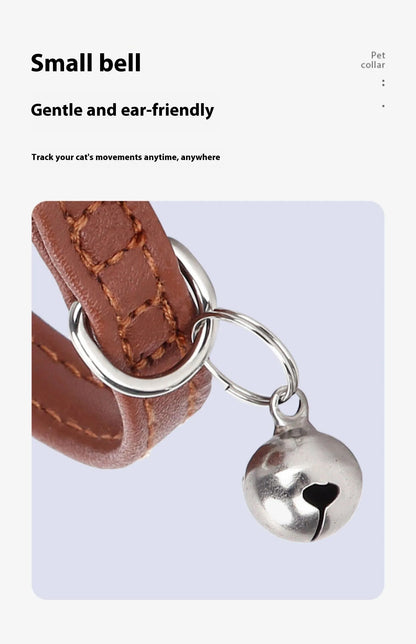 Adjustable Engraved Leather Pet Collar for Cats