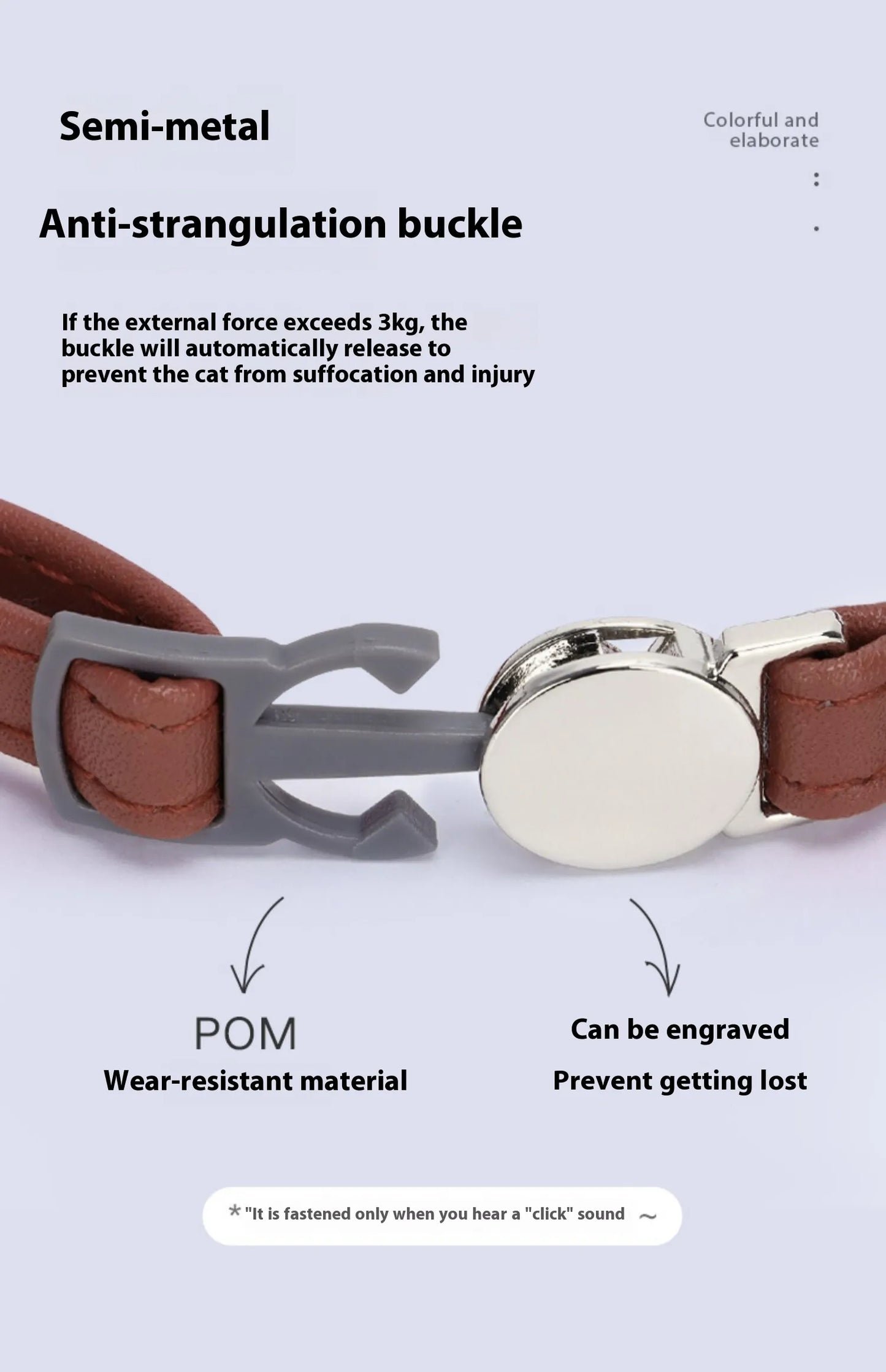Adjustable Engraved Leather Pet Collar for Cats